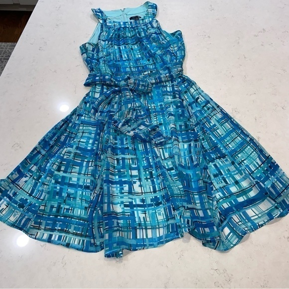 Chaps Aqua and Blue Flare Dress Size 10 - Picture 2 of 10